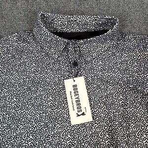 NWT BOGEY BROS Men's M Golf Performance Polo Black Pattern